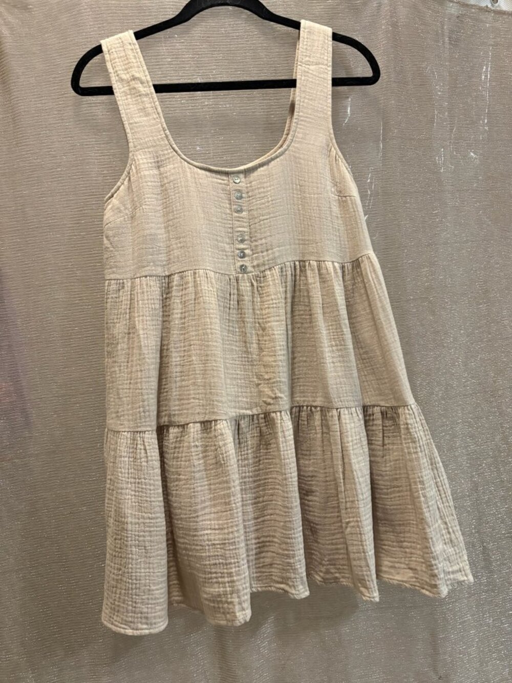 Urban Outfitters Beige Gauze Tiered Babydoll Mini Dress S